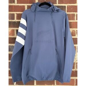New Zealand All Blacks Jacket Mens Small Blue Rugby Adidas Hoodie Windbreaker